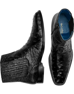 Belvedere Roger Ostrich Chelsea Boot, Black
