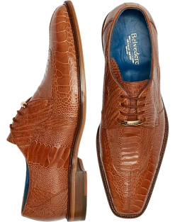 Belvedere Siena Ostrich Moc Toe Oxfords, Burned Amber