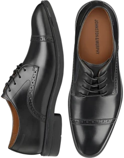 Johnston & Murphy Ronan Cap Toe Oxfords, Black