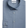 Calvin Klein Refined Cotton Stretch Supima Slim Fit Hidden Button-Down Collar Dress Shirt, Blue