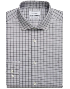 Calvin Klein Slim Fit Embroidered Logo Dress Shirt, Graphite Plaid