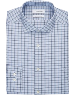 Calvin Klein Slim Fit Embroidered Logo Dress Shirt, Royal Blue Plaid