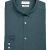 Calvin Klein Refined Cotton Stretch Supima Slim Fit Hidden Button-Down Collar Dress Shirt, Aquamarine