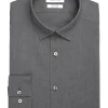 Calvin Klein Refined Cotton Stretch Supima Slim Fit Hidden Button-Down Collar Dress Shirt, Charcoal