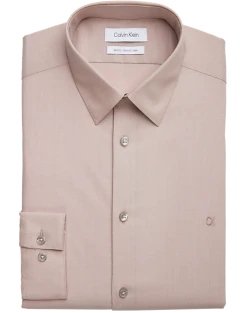 Calvin Klein Slim Fit Embroidered Logo Dress Shirt, Taupe