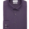 Calvin Klein Refined Cotton Stretch Supima Slim Fit Hidden Button-Down Collar Dress Shirt, Purple