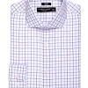 Pronto Uomo Slim Fit Spread Collar Shirt, Purple Windowpane Plaid
