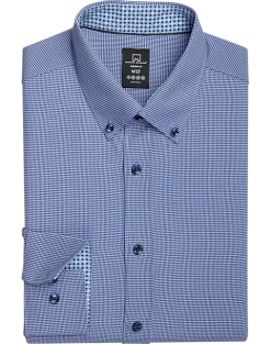 Michael Strahan Four-Way Stretch Modern Fit Dress Shirt, Blue Gingham