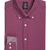 Michael Strahan Four-Way Stretch Modern Fit Dress Shirt, Burgundy Dot