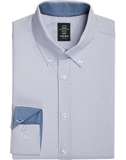 Michael Strahan Four-Way Stretch Modern Fit Dress Shirt, White Dot