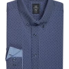 Michael Strahan Modern Fit 4-Way Stretch Dress Shirt, Blue Dot