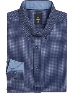 Michael Strahan Modern Fit 4-Way Stretch Dress Shirt, Blue Dot