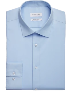 Calvin Klein Refined Cotton Stretch Supima Slim Fit Dress Shirt, Light Blue