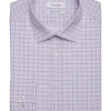 Calvin Klein Refined Cotton Stretch Supima Slim Fit Dress Shirt, Lilac Plaid