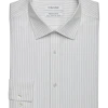 Calvin Klein Refined Cotton Stretch Supima Slim Fit Dress Shirt, Gray Stripe