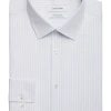 Calvin Klein Refined Cotton Stretch Supima Slim Fit Dress Shirt, Light Blue Stripe