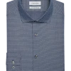 Calvin Klein Infinite Wrinkle Free Slim Fit Stretch Collar Dress Shirt, Midnight Blue Dash