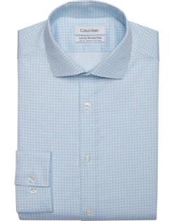 Calvin Klein Infinite Wrinkle Free Slim Fit Stretch Collar Dress Shirt, Blue Triangles