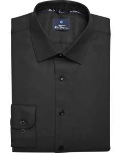 Ben Sherman Slim Fit Dobby Dress Shirt, Black Basketweave