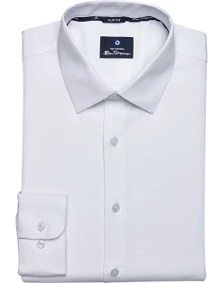 Ben Sherman Slim Fit Dobby Dress Shirt, White Diamond