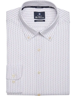 Ben Sherman Slim Fit Button-Down Collar Dress Shirt, Red And Blue Geo