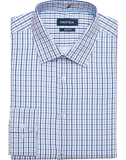 Nautica Slim Fit Four-Way Stretch Dress Shirt, Blue Plaid