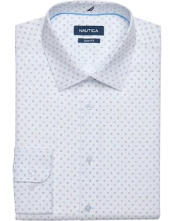 Nautica Slim Fit Four-Way Stretch Dress Shirt, White Print