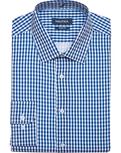 Nautica Slim Fit Four-Way Stretch Dress Shirt, Navy Check