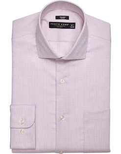 Pronto Uomo Slim Fit Spread Collar Dress Shirt, Pink Check