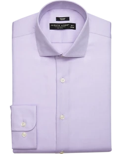 Pronto Uomo Slim Fit Spread Collar Dress Shirt, Lavender Herringbone