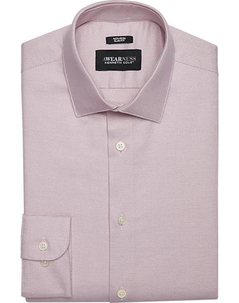 Awearness Kenneth Cole Slim Fit Spread Collar Dress Shirt, Pink Check 1 Awearness Kenneth Cole Slim Fit Spread Collar Dress Shirt, Pink Check