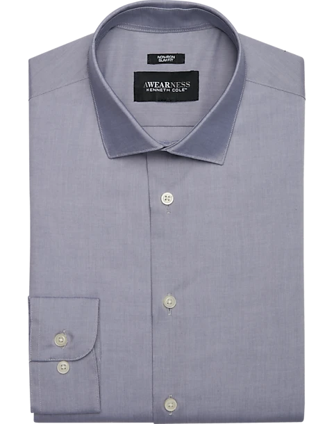 Awearness Kenneth Cole Slim Fit Spread Collar Dress Shirt, Blue Denim 1 Awearness Kenneth Cole Slim Fit Spread Collar Dress Shirt, Blue Denim