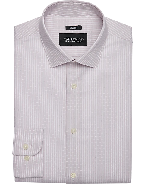 Awearness Kenneth Cole Slim Fit Spread Collar Dress Shirt, Gray Stripe 1 Awearness Kenneth Cole Slim Fit Spread Collar Dress Shirt, Gray Stripe