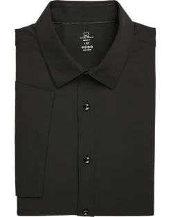 Michael Strahan Modern Fit Short Sleeve Dress Shirt, Black